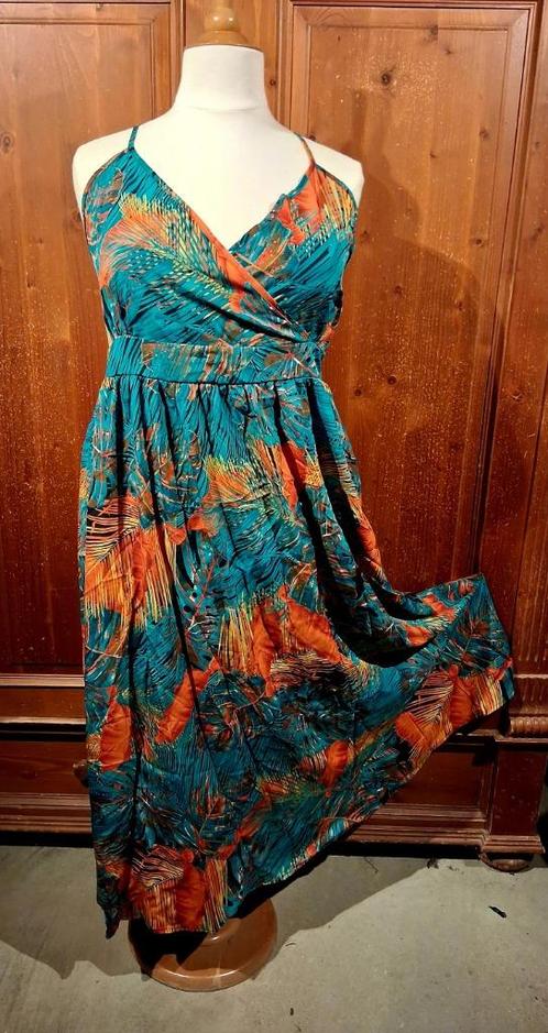 luchtige zomerjurk oranje groen 48/52, Kleding | Dames, Grote Maten, Nieuw, Jurk, Ophalen of Verzenden