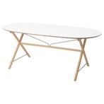 Ikea DALSHULT table tafel wit eiken 185 x 90cm, Zo goed als nieuw, Vijf personen of meer, 150 tot 200 cm, Overige vormen