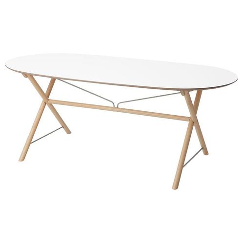 Ikea DALSHULT table tafel wit eiken 185 x 90cm, Huis en Inrichting, Tafels | Eettafels, Zo goed als nieuw, 50 tot 100 cm, 150 tot 200 cm