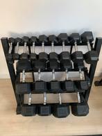 Complete Set Hexagon Dumbbells met 3-laags Opbergrek – Zwart, Ophalen, Zo goed als nieuw, Dumbbell