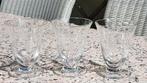 Gegraveerde portglazen 3 stuks doorsnede 6,9 cm, Antiek en Kunst, Antiek | Glas en Kristal, Ophalen of Verzenden