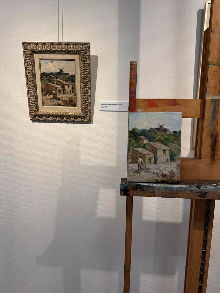 Schilderij met molen en huizen, Antiek en Kunst, Kunst | Schilderijen | Klassiek, Ophalen