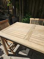 Teak tuintafel tuinstoel set tuinset klapstoel 4 stoelen, Ophalen, Zo goed als nieuw, Rechthoekig, Teakhout