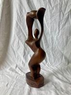 Houten modern abstract beeld vrouw en kind Afrika, Ophalen of Verzenden