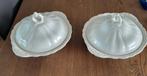 Twee mooie witte schalen met deksel, Ophalen, Keramiek, Effen, Schaal of Schalen