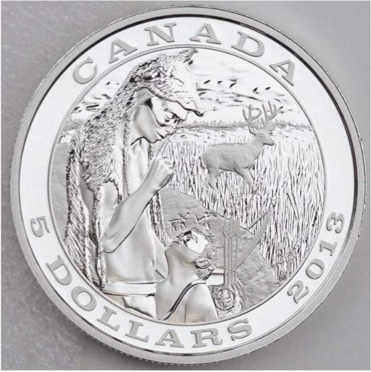 Canada - 5 Dollar 2013 - Tradition of Hunting - Deer, Postzegels en Munten, Munten | Amerika, Setje, Noord-Amerika, Zilver, Verzenden