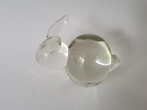 Vintage beeldje konijn van glas, Verzamelen, Beelden en Beeldjes, Gebruikt, Dier, Ophalen of Verzenden