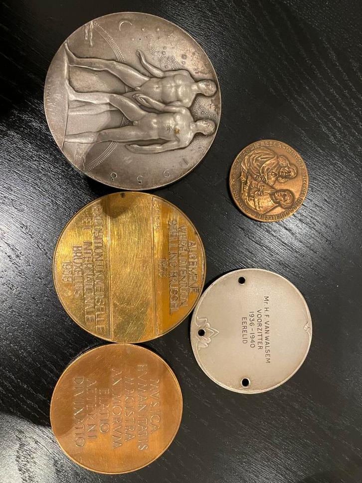 Munten Wereld Tentoonstelling 1958 + Philips Munt, Postzegels en Munten, Penningen en Medailles, Zilver, Nederland, Ophalen of Verzenden