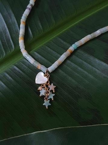 Prachtige Amazonite halsketting met een Hartje hanger  beschikbaar voor biedingen