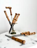 Vintage bamboo messenset kaasmessen design, Antiek en Kunst, Antiek | Bestek, Ophalen of Verzenden