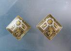 Vintage Toledo Damascene oorbellen oorclips, gouden motief, Ophalen of Verzenden, Overige materialen, Oorbellen, Verguld