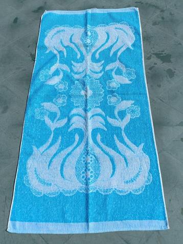 Vintage handdoek blauw badstof katoen 46 x 92 cm (J10) beschikbaar voor biedingen