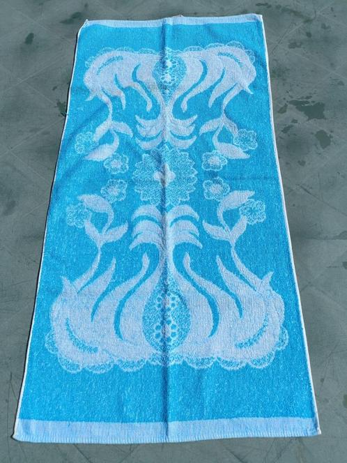 Vintage handdoek blauw badstof katoen 46 x 92 cm (J10), Huis en Inrichting, Badkamer | Badtextiel en Accessoires, Gebruikt, Handdoek