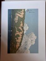 Japanse Landschap Litho/Zeefdruk Berg en Wolken Kunstwerk, Ophalen of Verzenden