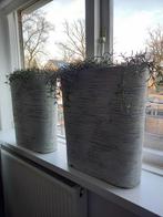 2x bloempotten grijs 50cm hoog, Ophalen, Steen, Binnen, Zo goed als nieuw