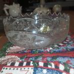 Ronde kristallen Zajecar schaal met bloem geschultpte rand, Ophalen of Verzenden