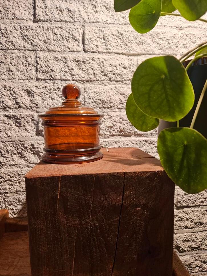Vintage Wattenpot - Amberkleurig, Antiek en Kunst, Antiek | Glas en Kristal, Ophalen of Verzenden