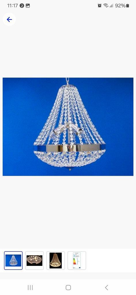Mooie kristallen zakkroonluchter 3 lamps, Huis en Inrichting, Lampen | Kroonluchters, Zo goed als nieuw, Ophalen of Verzenden