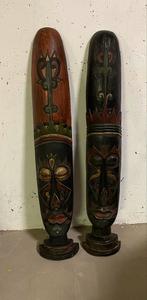Houten Beelden - Afrikaanse/Oceanische Kunst - Set van 2, Ophalen