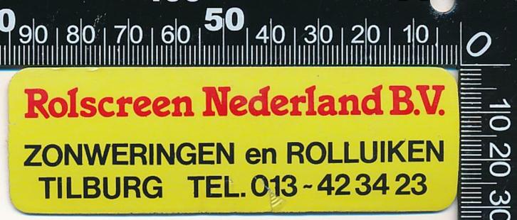 Sticker: Rolscreen Nederland - Tilburg, Verzamelen, Stickers, Zo goed als nieuw, Bedrijf of Vereniging, Ophalen of Verzenden