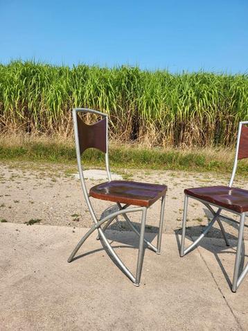 Set 10 vintage stoelen hout metaal bistro eik industrieel beschikbaar voor biedingen