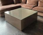 Luxe Blok Salontafel met Glasplaat, Huis en Inrichting, Tafels | Salontafels, Ophalen, Gebruikt, Vierkant, Glas