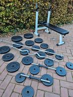 Bankdruk 80 kg gewichten opklapbaar, Sport en Fitness, Ophalen, Zo goed als nieuw, Fitnessbank