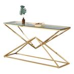 Sodetable goud, Huis en Inrichting, Tafels | Sidetables, Ophalen, Glas, Zo goed als nieuw, 25 tot 50 cm
