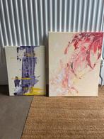 Abstracte kunstwerken tweeluik canvas, Ophalen