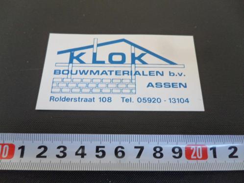 sticker assen klok bouwmaterialen bv, Verzamelen, Stickers, Zo goed als nieuw, Bedrijf of Vereniging, Ophalen