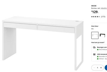 Ikea Micke bureau 142x50 beschikbaar voor biedingen
