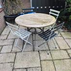tuinset tafel en 4 stoelen, Tuin en Terras, Ophalen, 5 zitplaatsen, Hardhout, Zo goed als nieuw