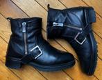 Dames korte zwarte leren laarzen met rits en gesp, maat 39, Kleding | Dames, Schoenen, Zwart, Lage of Enkellaarzen, Ophalen of Verzenden