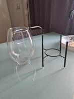 Glazen vaas op zwarte industriële poot, Ophalen, Zwart, Minder dan 50 cm, Glas