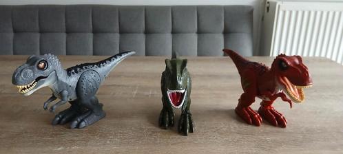 3 x zuru robo alive t-rex grijs rood groen dino met geluid, Kinderen en Baby's, Speelgoed | Actiefiguren, Zo goed als nieuw, Ophalen of Verzenden