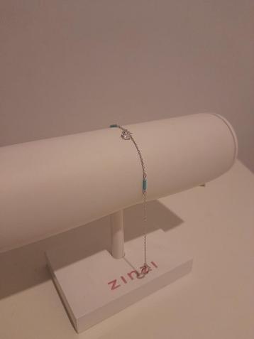 Zilveren enkelbandje met blauwe kraaltjes 18,5 cm beschikbaar voor biedingen