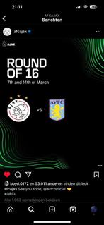 Kaartje Ajax - Aston Villa 7 maart 1 kaartje, Tickets en Kaartjes, Sport | Voetbal, Maart