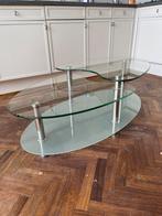 Dubbel laags glazen salontafel, Huis en Inrichting, Tafels | Salontafels, 50 tot 100 cm, Glas, Rechthoekig, Zo goed als nieuw