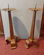Stel roodkoperen Arts and Crafts kandelaren, Ophalen, Koper of Brons