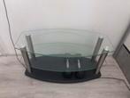 Glazen TV Tafel met Metalen Poten, Gebruikt, 100 tot 150 cm, Ophalen of Verzenden, Glas