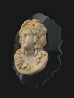 Antiek Victoriaanse Lavasteen Broche, Verzenden, Overige materialen, Broche