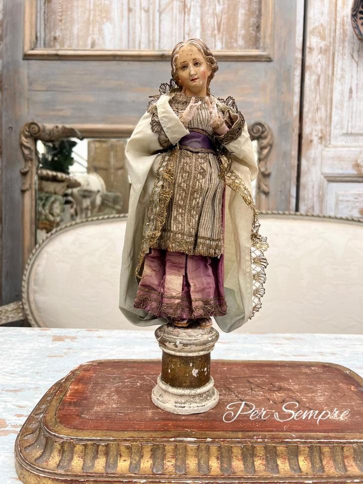 Per Sempre, Prachtige Italiaanse 18de Eeuwse Chreche Madonna, Antiek en Kunst, Antiek | Woonaccessoires, Ophalen of Verzenden