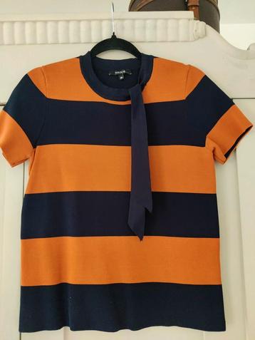 Mooi tshirt top Nikkie in maat 36 donkerblauw oranje