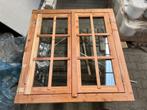 Dubbel uitzetraam Douglas hout buitenmaat 112x120,5cm, Raamkozijn, Zo goed als nieuw, Inclusief glas, Hout