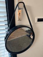 Ronde Spiegel met brede zwarte band, Huis en Inrichting, Woonaccessoires | Spiegels, Ophalen, Minder dan 50 cm, Rond, Zo goed als nieuw
