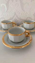 Pillivuyt - cappuccino - set 3 kop en schotel - wit goud, Ophalen of Verzenden