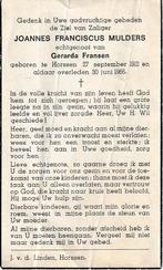 Horssen 1912 - 1966 Johannes Mulders, Verzamelen, Ophalen of Verzenden, Bidprentje