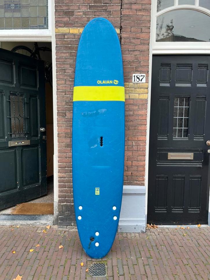 Surfboard softtop 8’6 8.6 olaian surfplank 8ft 8, Watersport en Boten, Golfsurfen, Zo goed als nieuw, Longboard, Met vinnen, Ophalen
