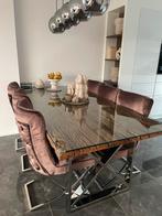 Eettafel + stoelen + salon tafel ZO GOED ALS NIEUW, Huis en Inrichting, Banken | Sofa's en Chaises Longues, 150 tot 200 cm, Metaal
