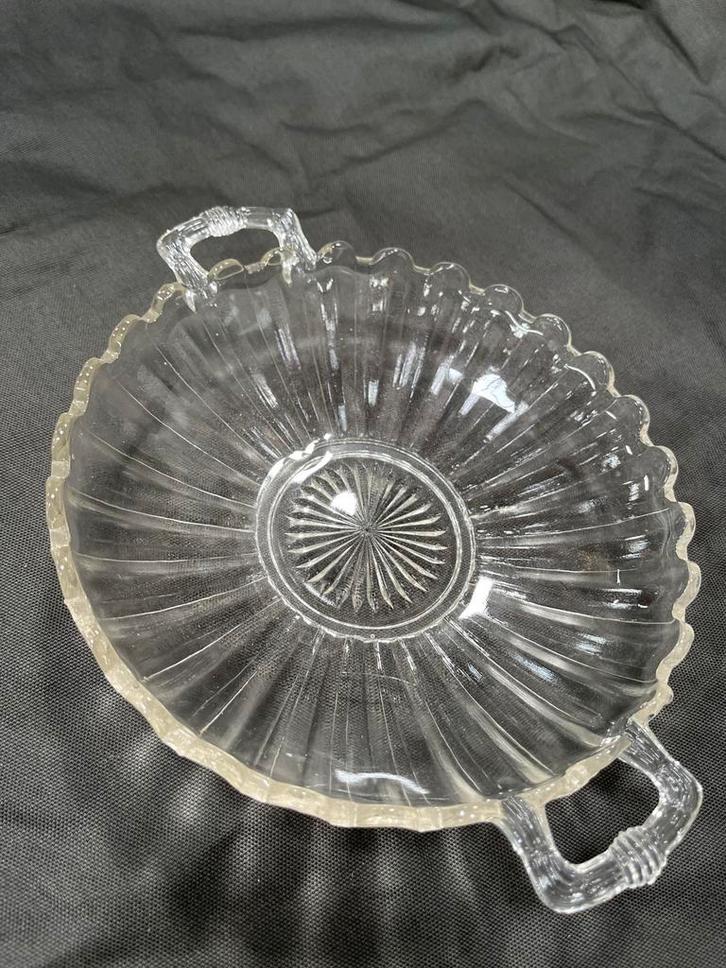 Vintage Glazen Schaal met Handvatten, Antiek en Kunst, Antiek | Glas en Kristal, Ophalen of Verzenden